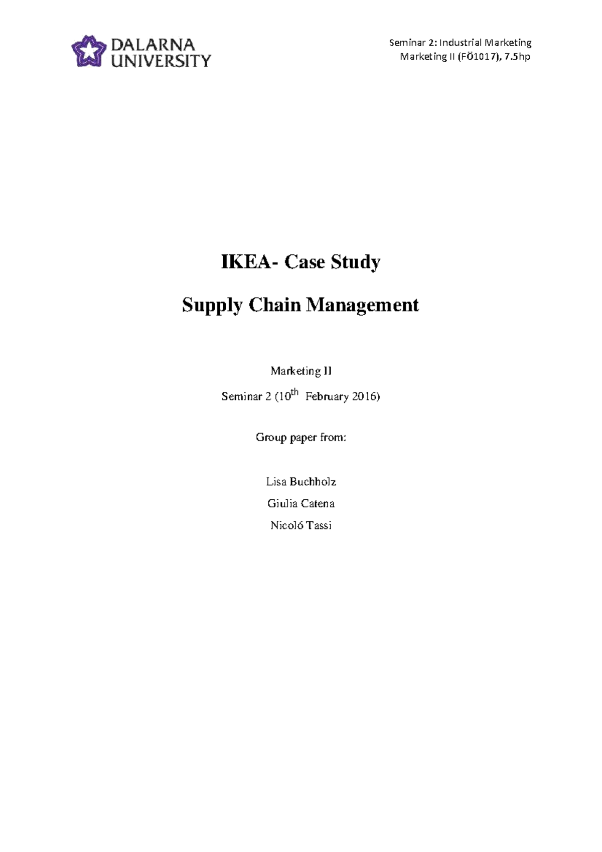 IKEA Case Study on Supply Chain Management Strategies (FÖ1017) - Studocu