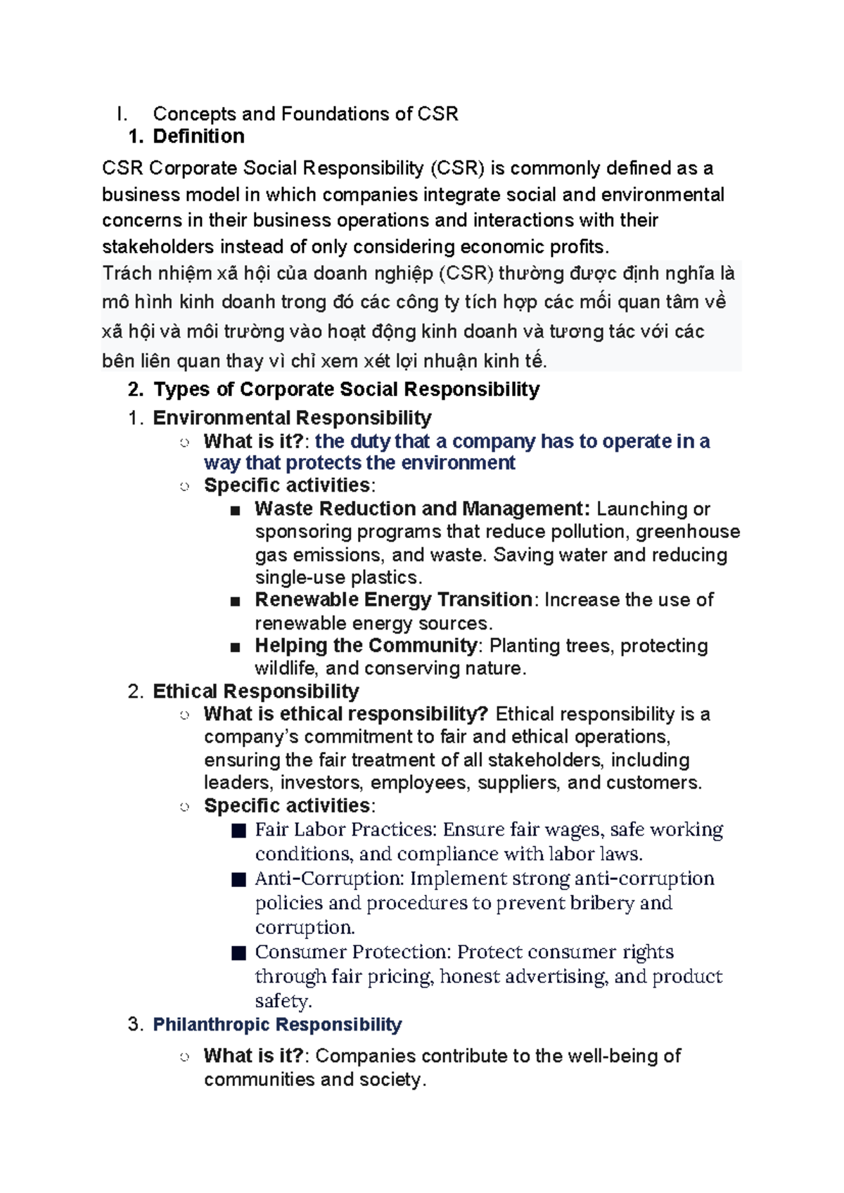 Corporate Social Responsibility (CSR) Concepts & Foundations - Studocu