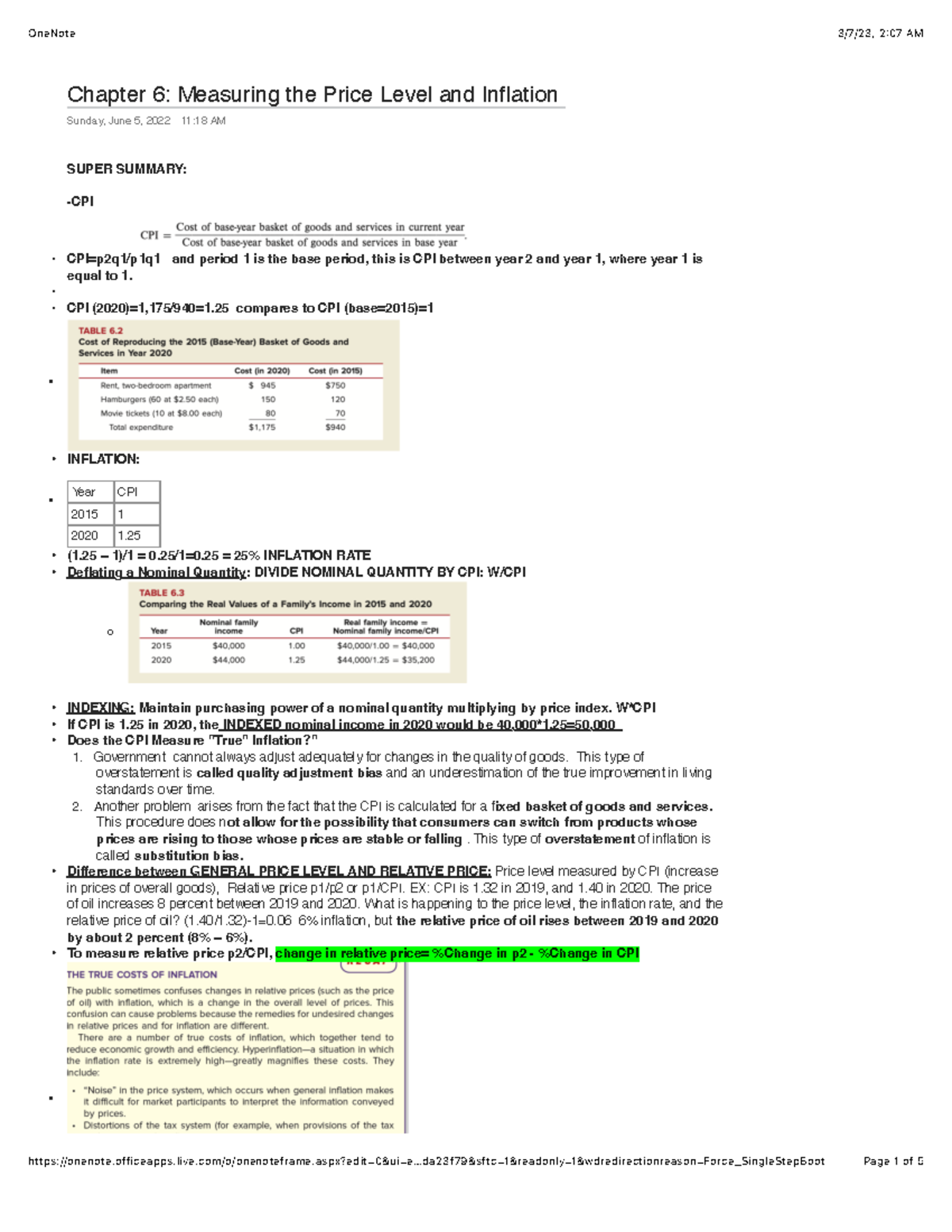 Chapter 6 Summary - Chapter 6: Measuring the Price Level and Inflation ...