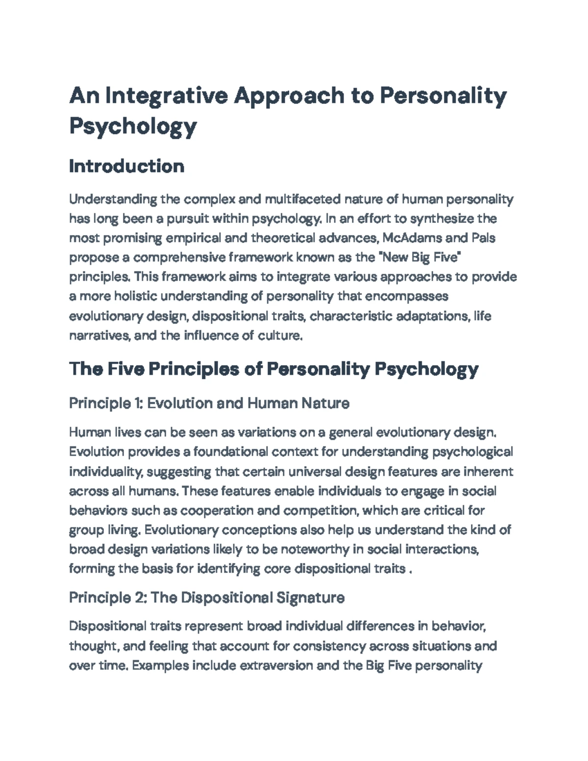 Big Five Integration: Understanding Personality and Cultural Contexts ...