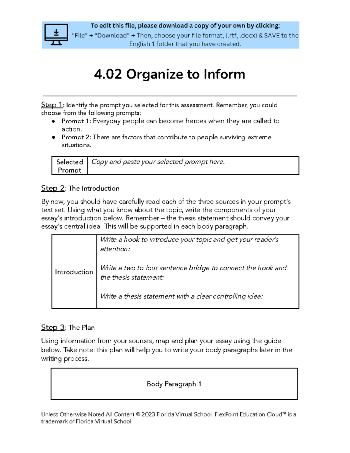 4.02 Organize to Inform: Essay Planning and Structure Guide - Studocu