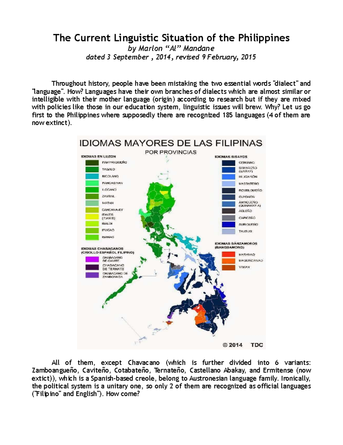 Linguistic Diversity and Challenges in the Philippines: A Study ...