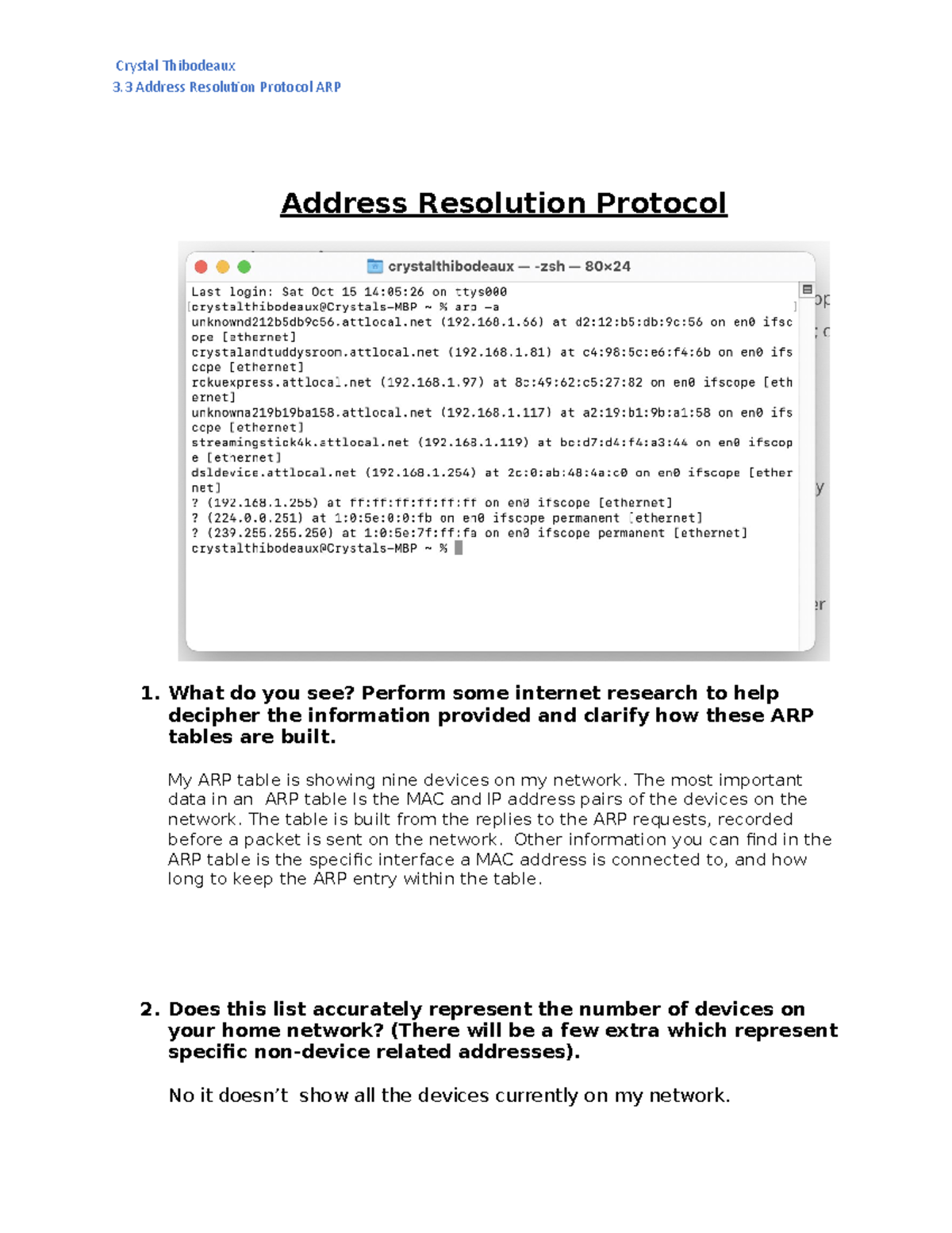 3.3 Activity: Understanding Address Resolution Protocol (ARP) - Studocu