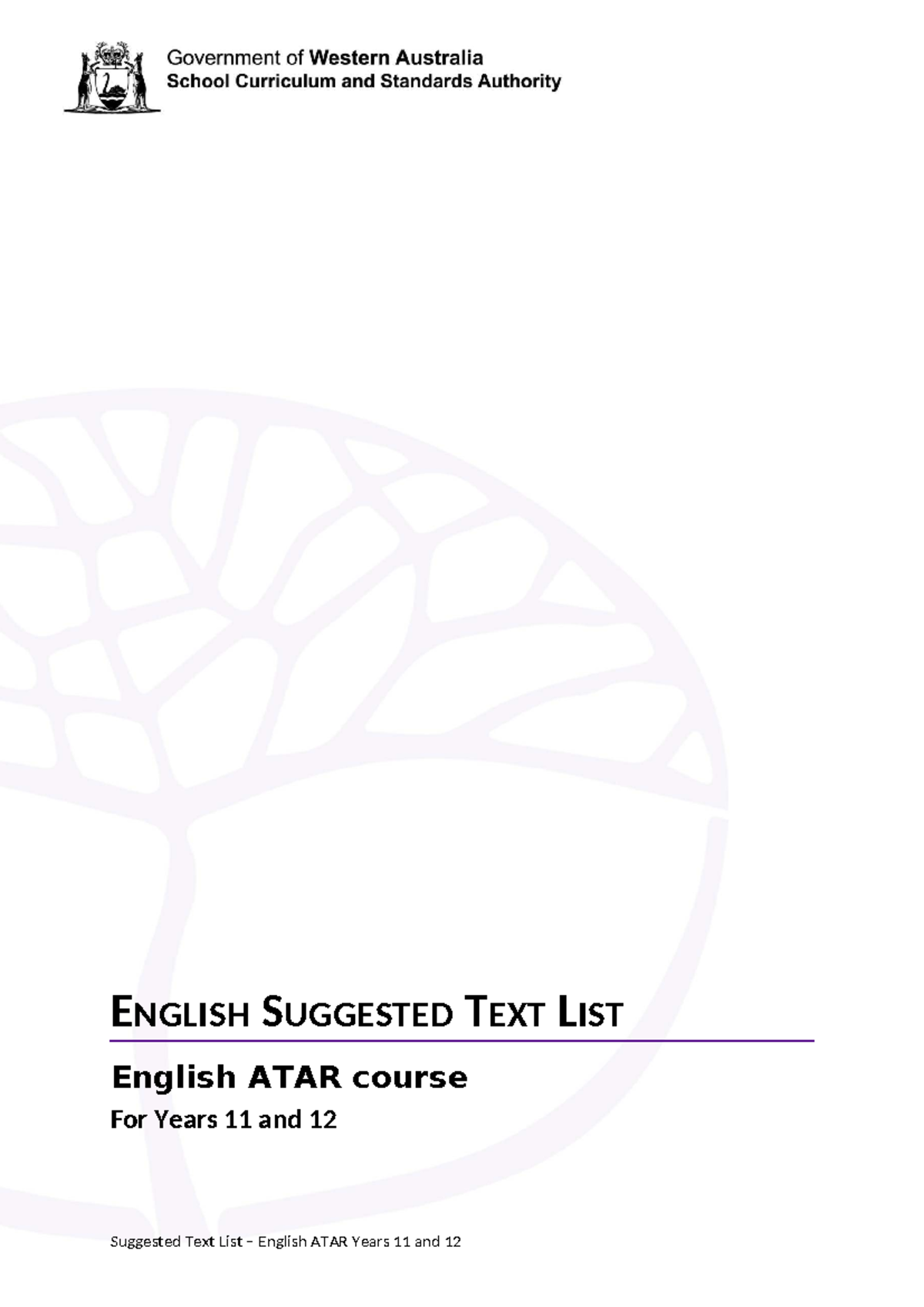English ATAR Suggested Text List for Years 11 & 12 (2026) - Studocu