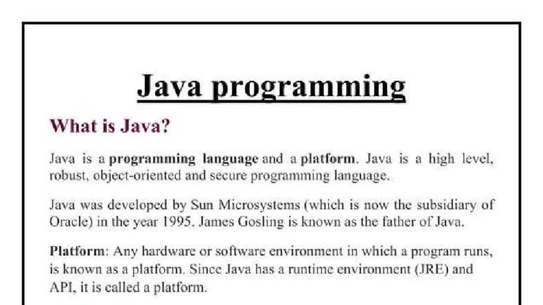 Java Programming: Comprehensive Deep Notes on Concepts and Features ...