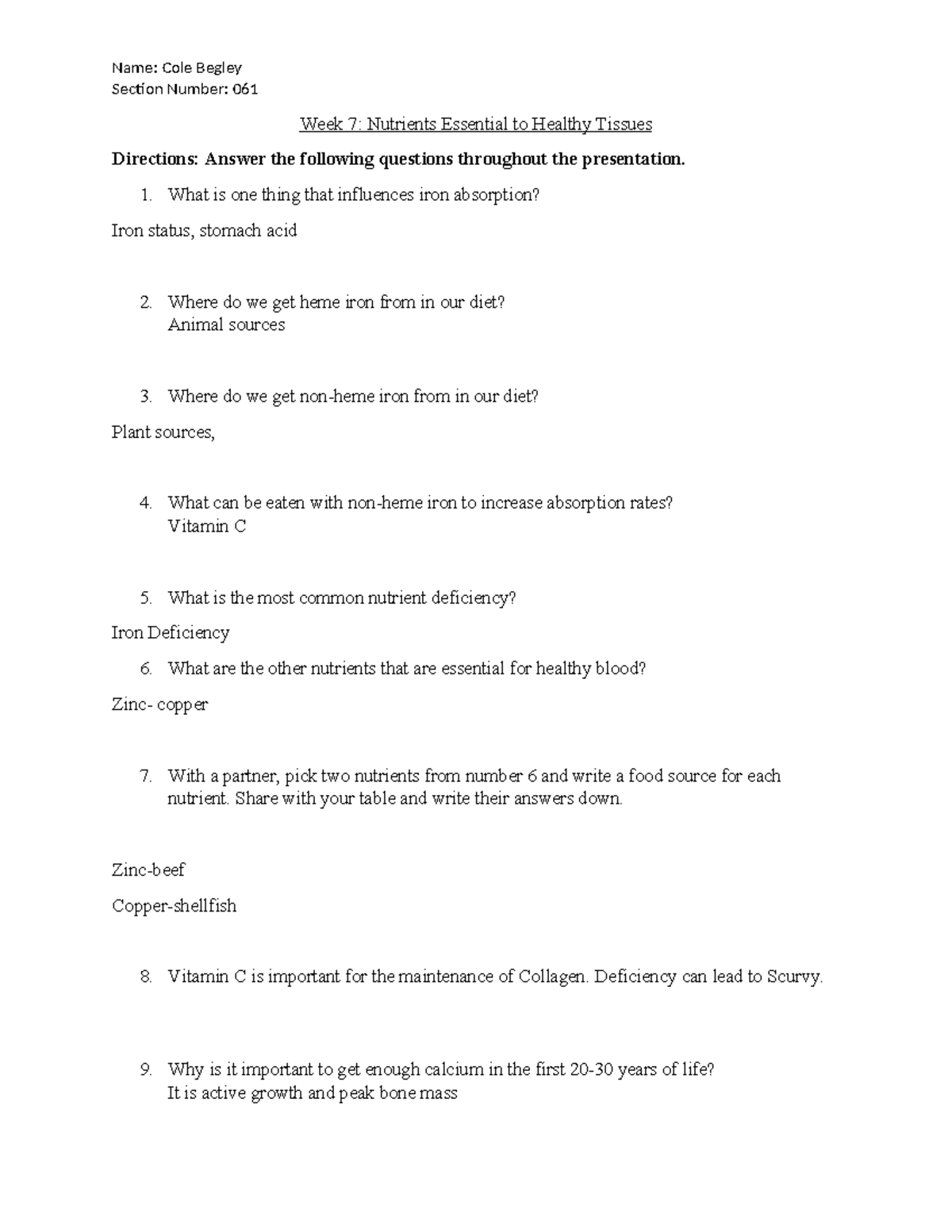 Week 7 Lab Handout - lab notes from week 7 - Section Number: 061 Week 7 ...