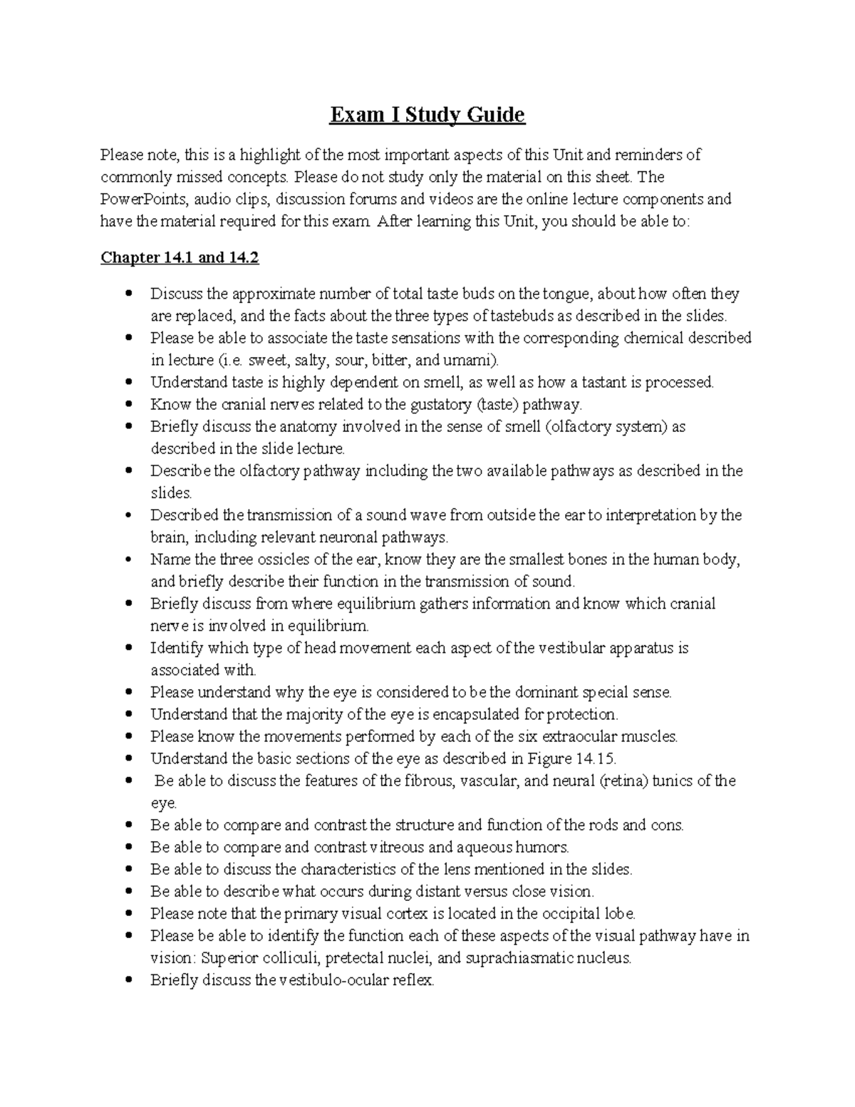 A&P 101 Exam I Study Guide: Key Concepts & Important Notes - Studocu
