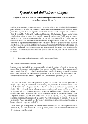 [Solved] Je cherche un sujet et un plan pour le grand oral de maths en ...
