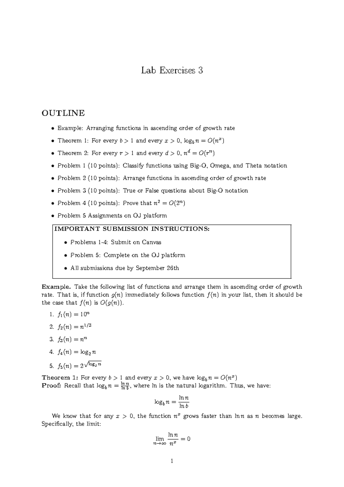 Lab DSAA2043: Tutorial Lab Exercises on Function Growth Rates - Studocu