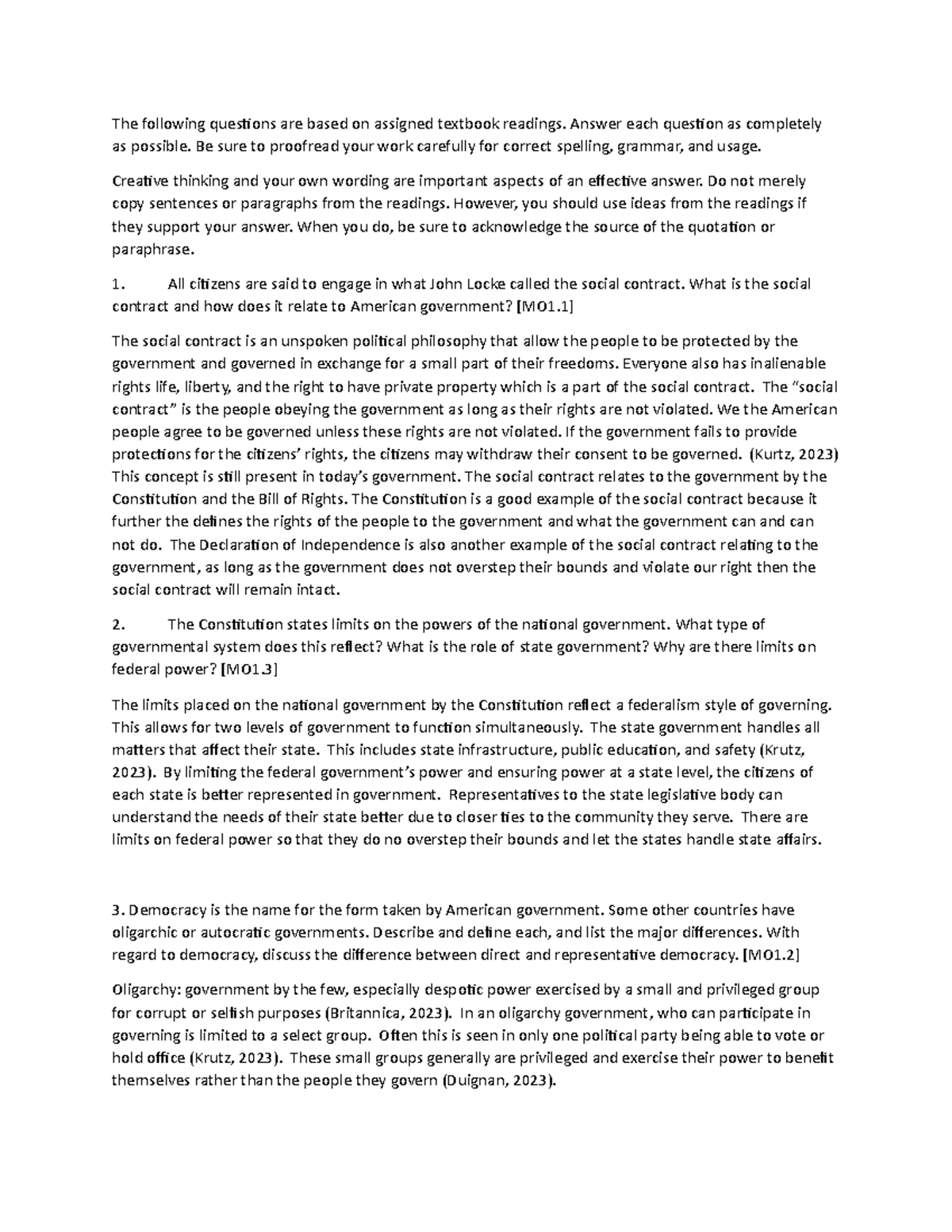 POS 101 Assignment 1: Exploring the Foundations of American Government ...