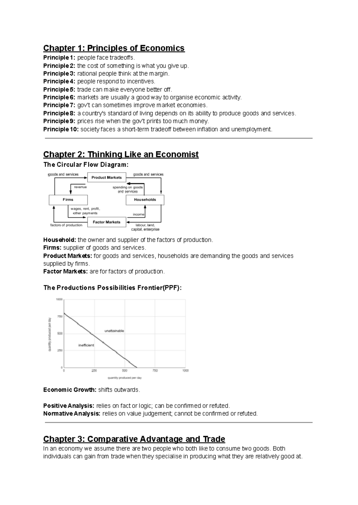 Econ 201 Midterm 1 condensed - Chapter 1: Principles of Economics ...