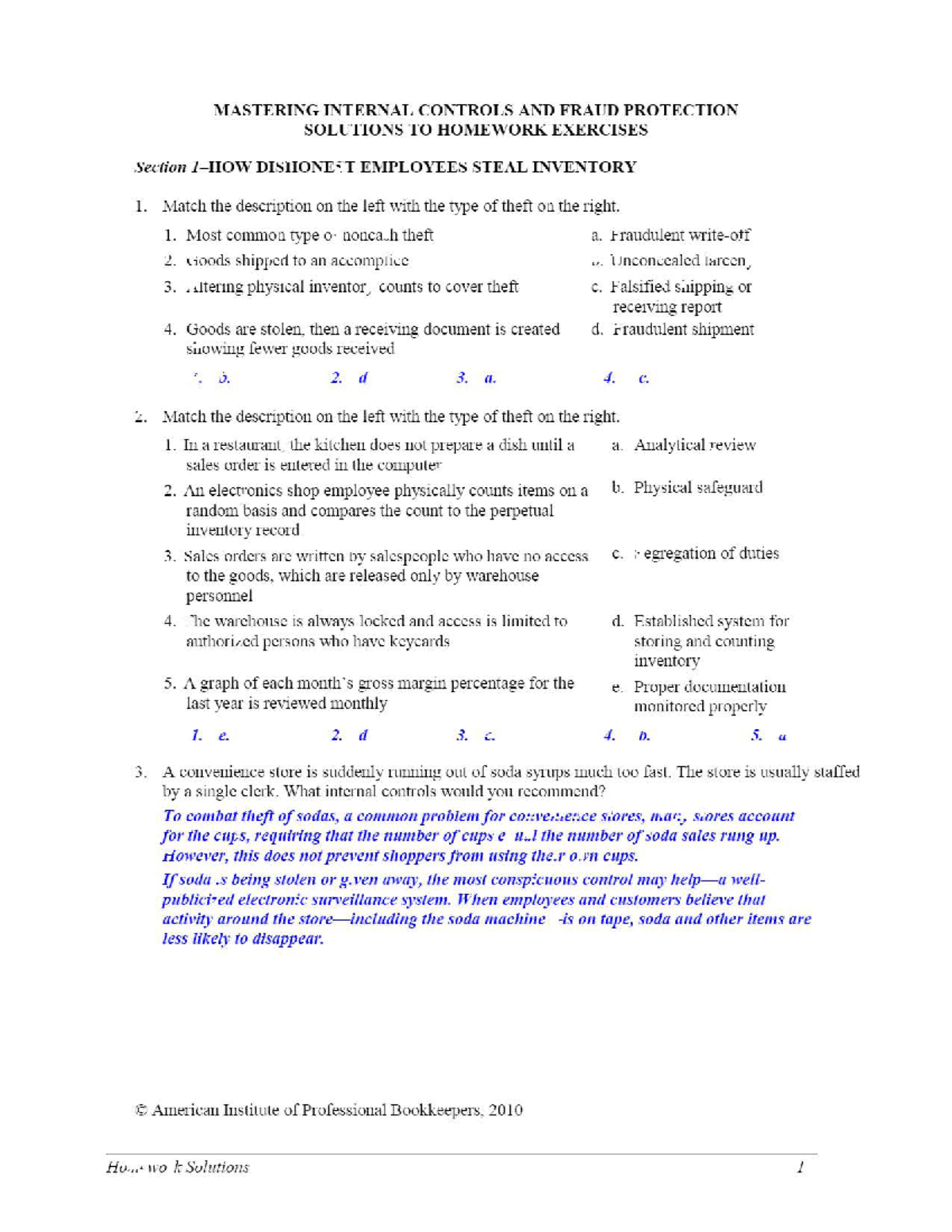 Mastering Internal Controls & Fraud Protection - Homework Solutions ...
