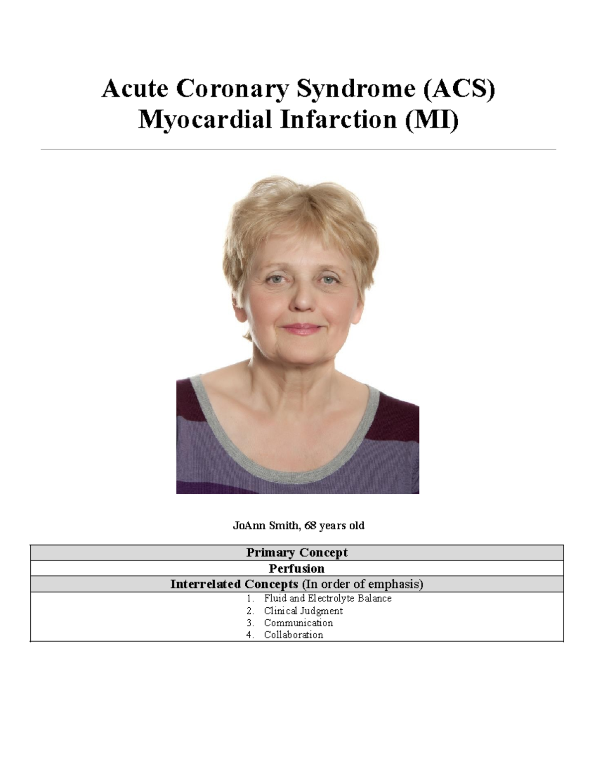 UNFOLDING Reasoning Case Study: Acute Coronary Syndrome (ACS ...