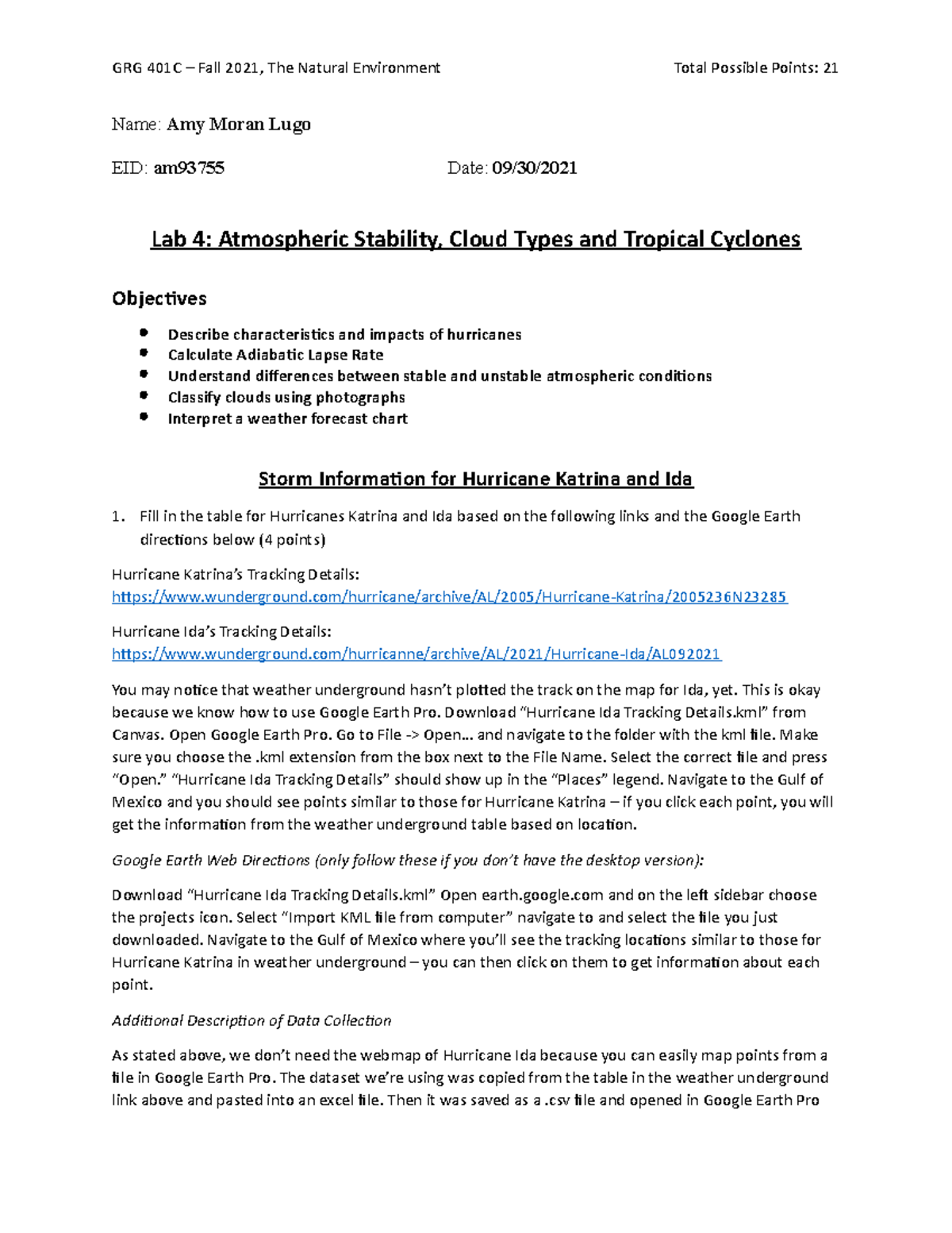 Lab 4 Handout - Atmospheric Stability & Cloud Types Analysis - Studocu