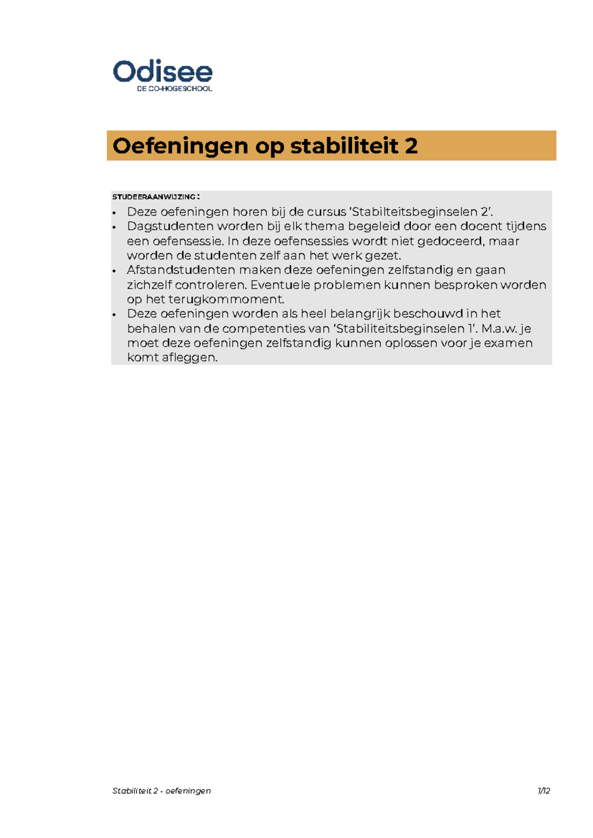 Stabiliteit 2 - Oefeningen en Oplossingen voor Examen voorbereiding ...