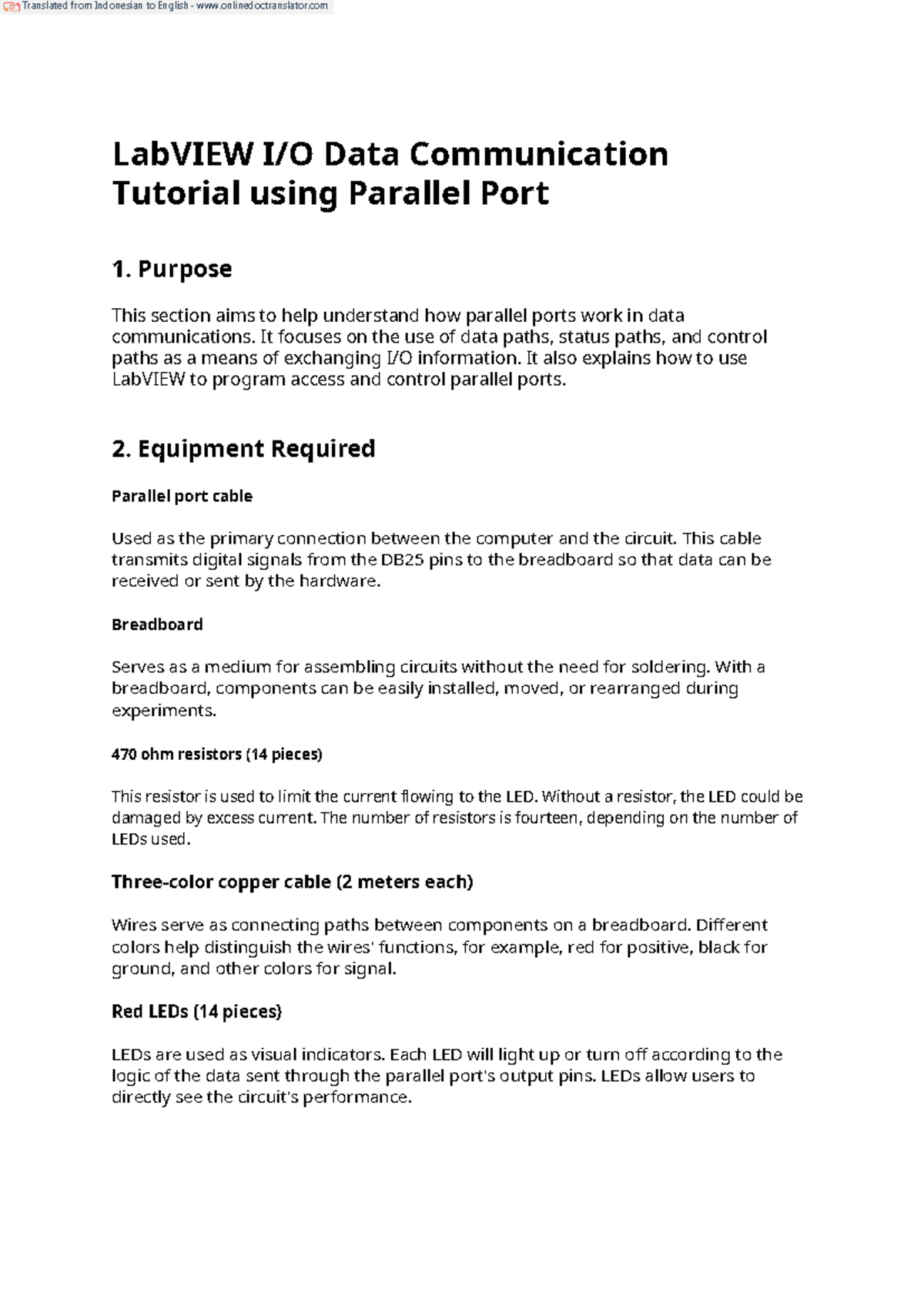 Tutorial on Data I/O Communication in LabVIEW Using Parallel Port - Studocu