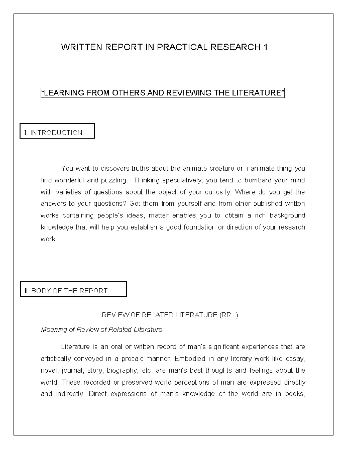 Written Report IN Practical Research 1 - Copy - WRITTEN REPORT IN ...