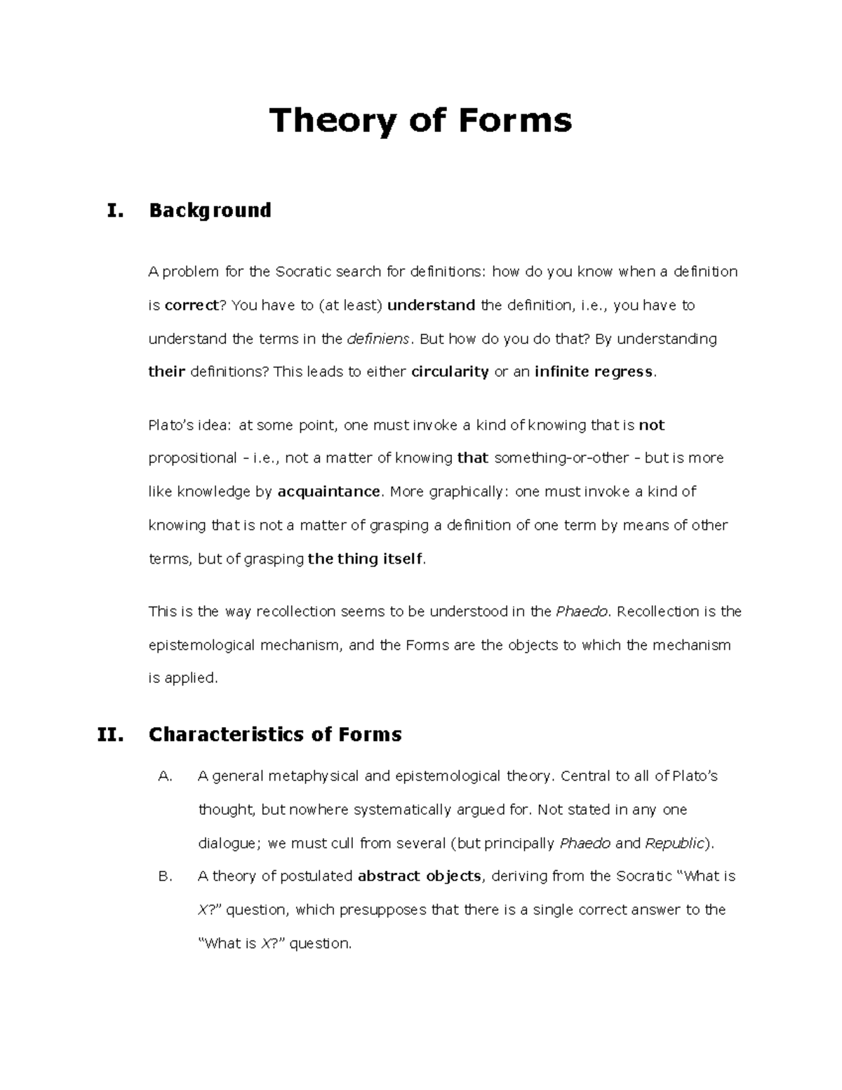 Plato's Theory of Forms I: Epistemology & Metaphysics Overview - Studocu