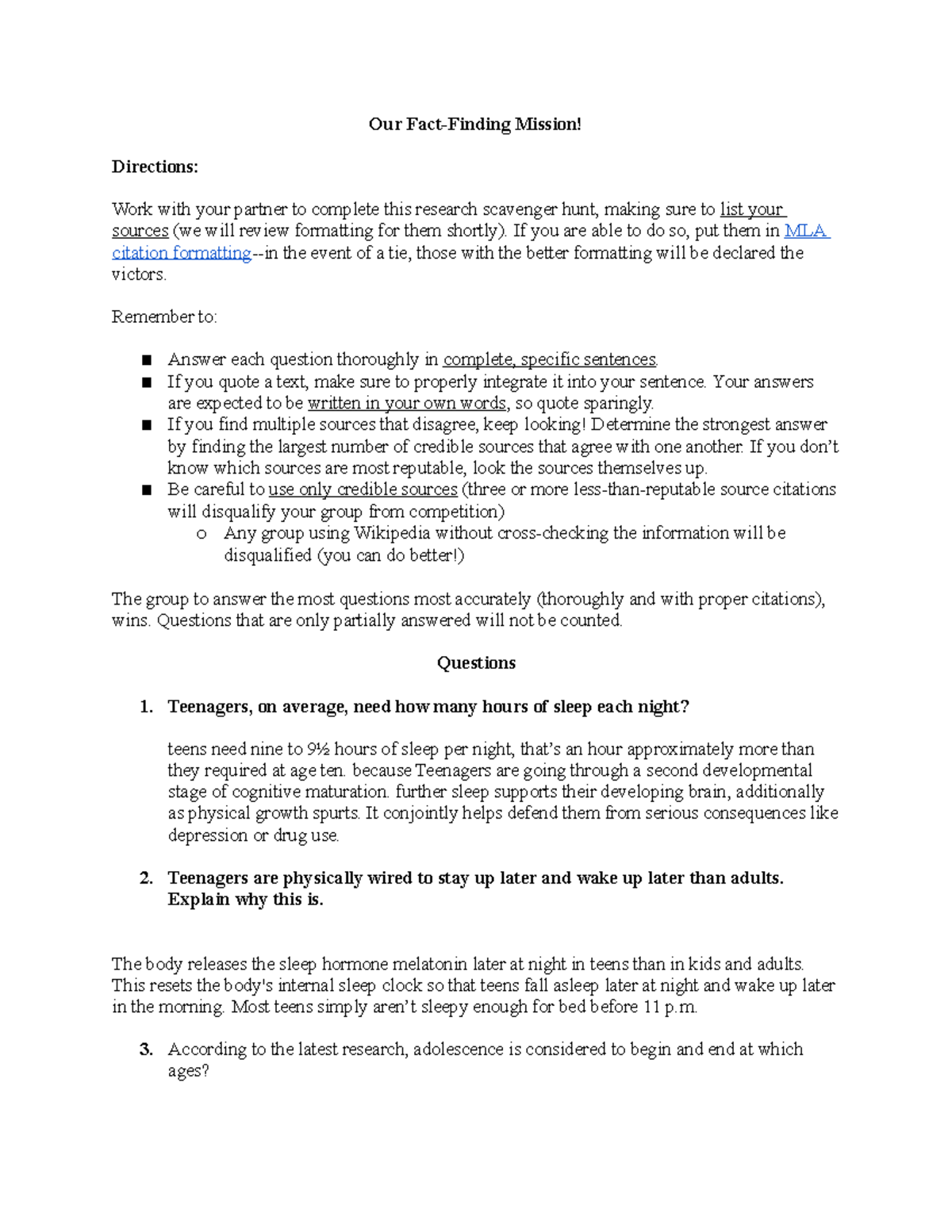 Copy of Zainab Jameel - Research Skills Scavenger Hunt copy - Our Fact ...