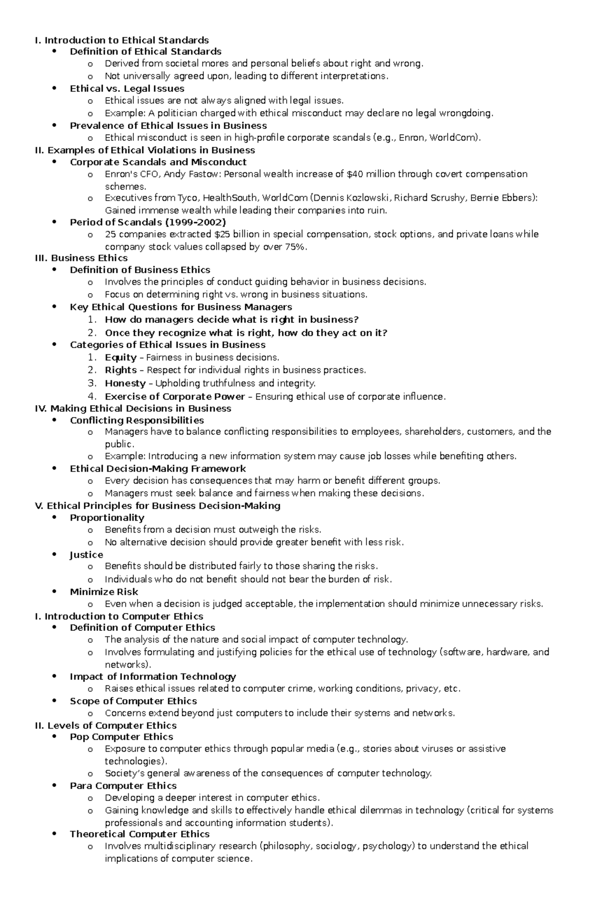 Module 6 7 - hhhhh - I. Introduction to Ethical Standards Definition of ...