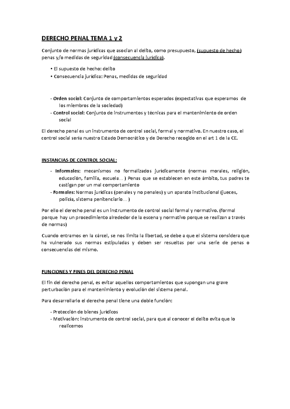 Derecho Penal Apuntes completos - DERECHO PENAL TEMA 1 y 2 Conjunto de ...