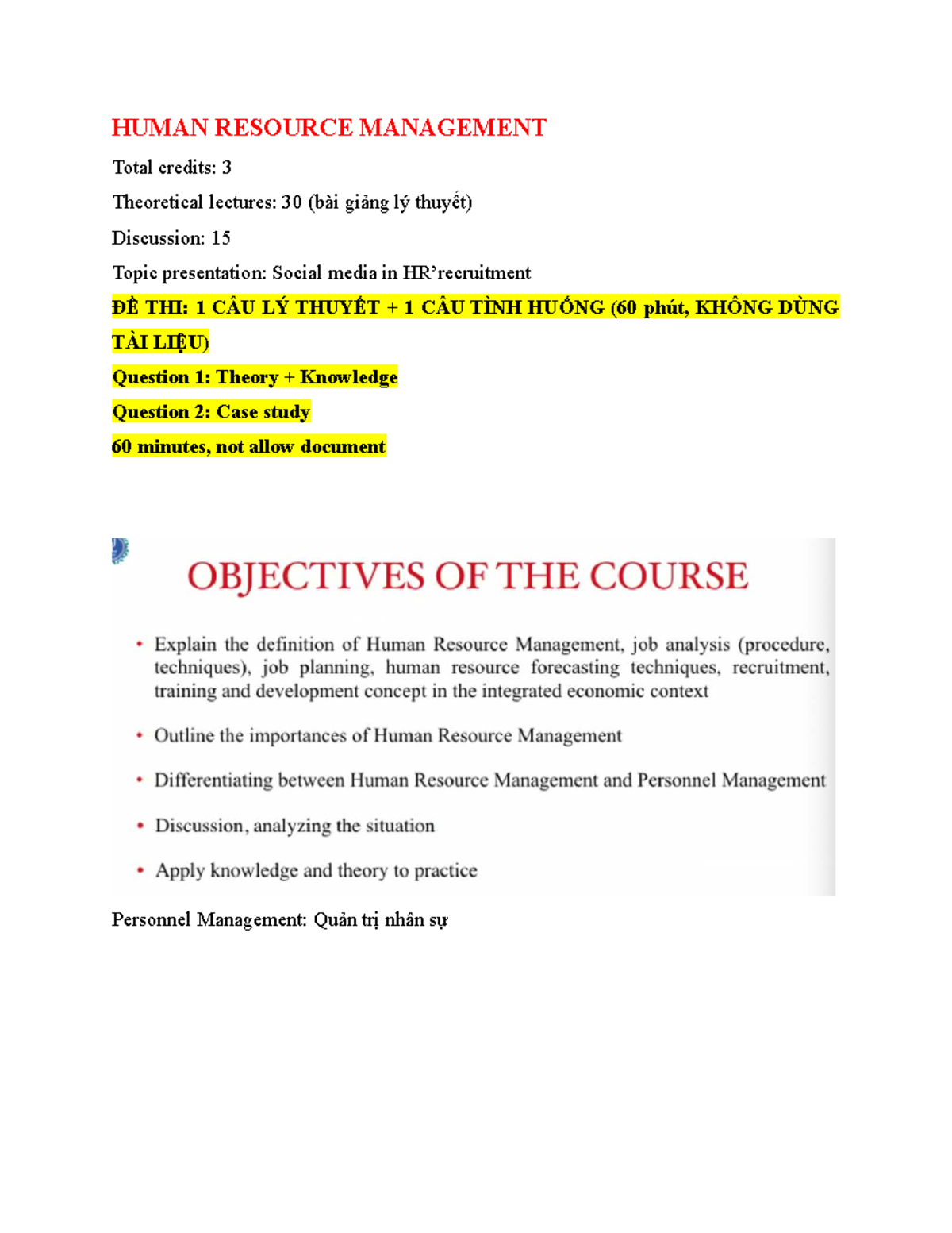 HRM 3: Introduction to Human Resource Management Notes - Studocu