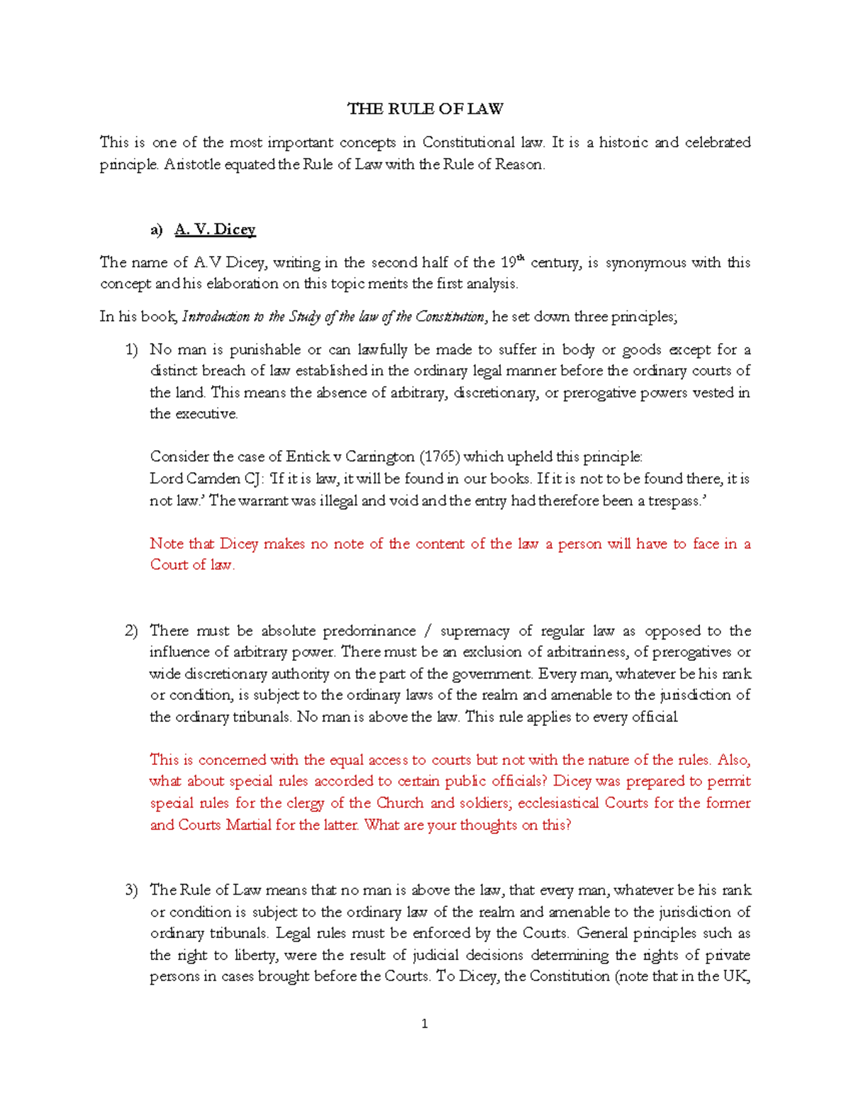 Rule of Law - Lecture Notes on Constitutional Principles - Studocu