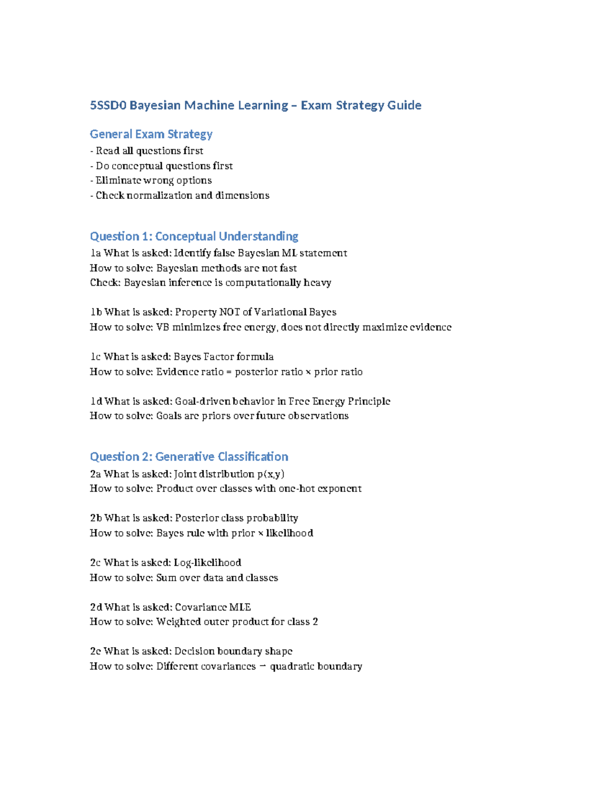 5SSD0 Bayesian Machine Learning Exam Strategy Guide - Studeersnel