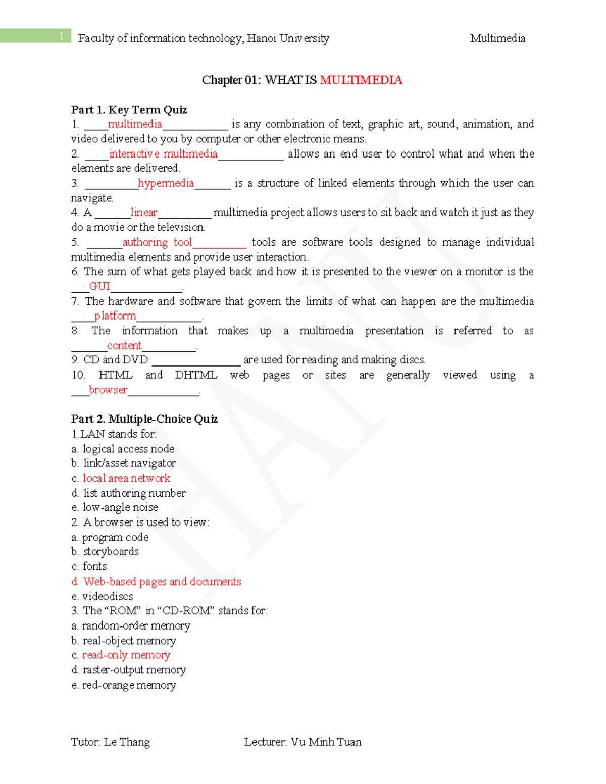 Week 2 Tut01 Chapter 01 - Introduction to Multimedia Concepts - Studocu
