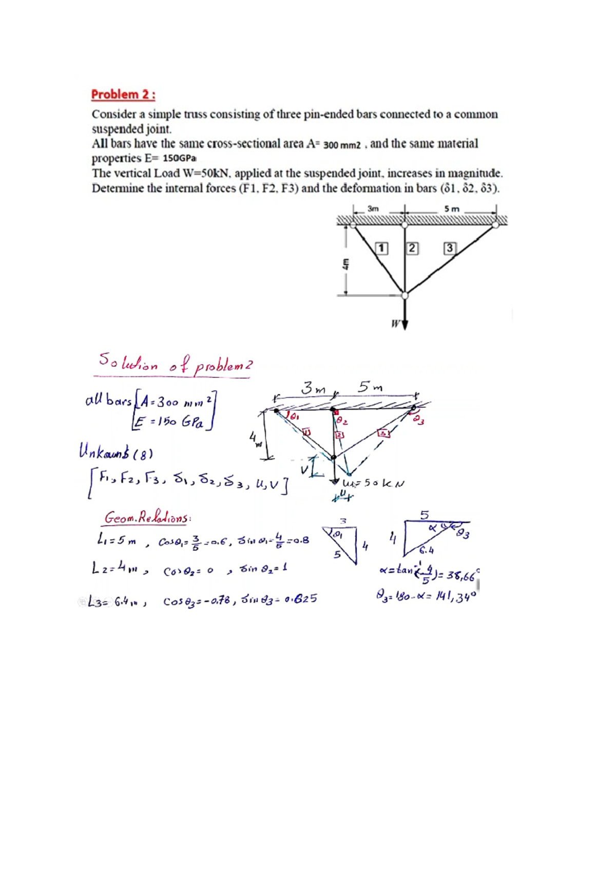 Plastic truss - Problem 2: Consider a simple truss consisting of three ...