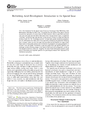 Emerging Adulthood: Developmental Perspectives and Identity ...