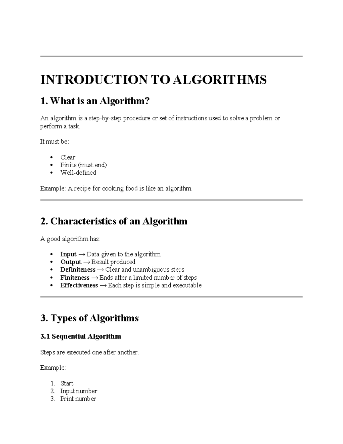 Introduction to Algorithms: Key Concepts and Types - Studocu