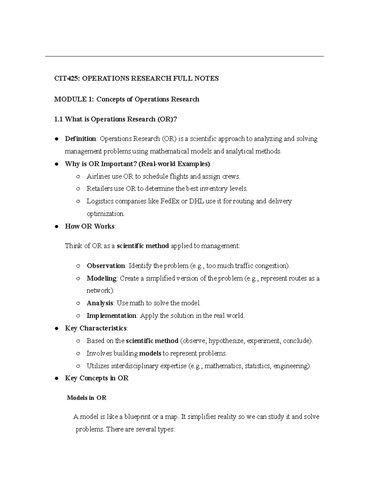 CIT425 April 2019 - Operations Research Exam Summary and Insights - Studocu