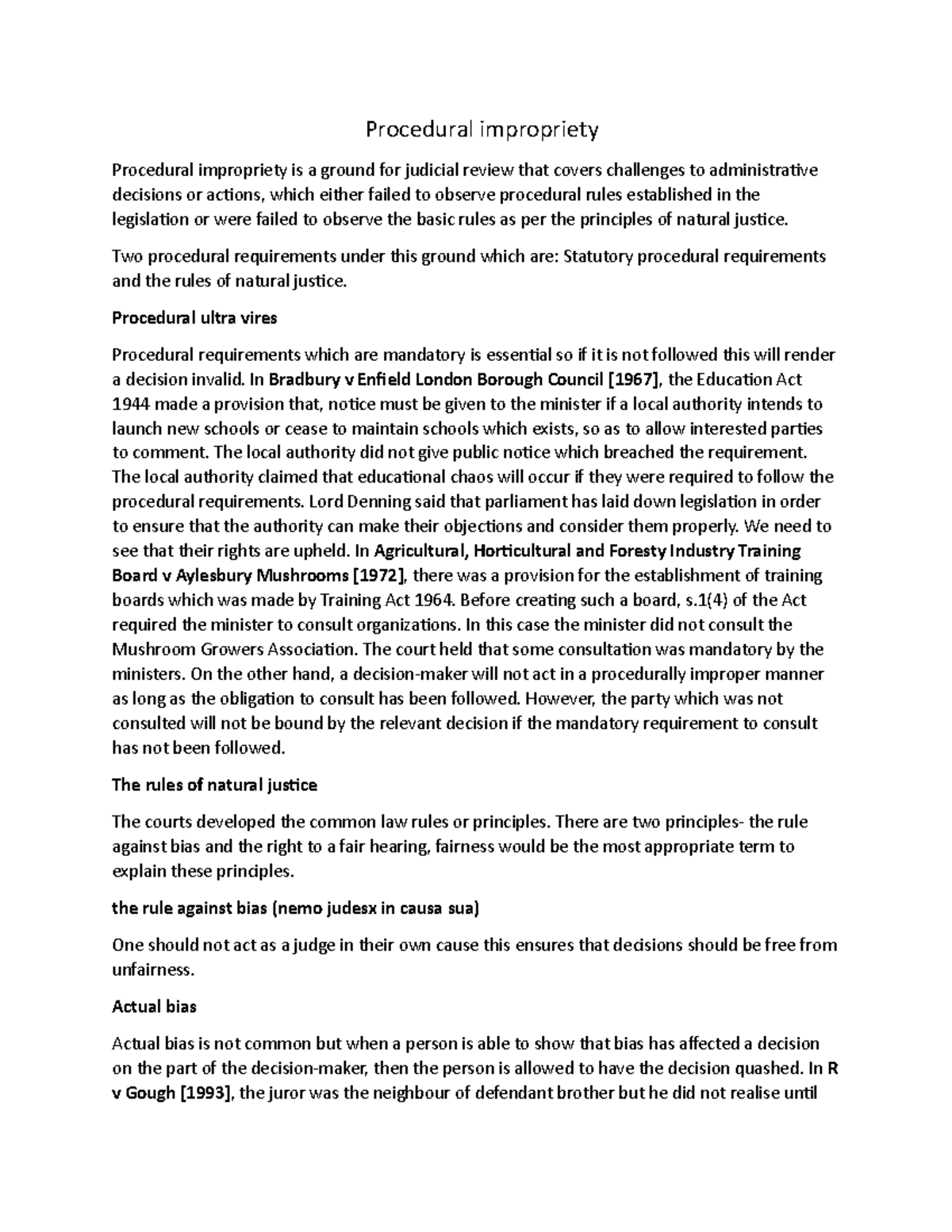 Judicial Review: Understanding Procedural Impropriety in Law - Studocu