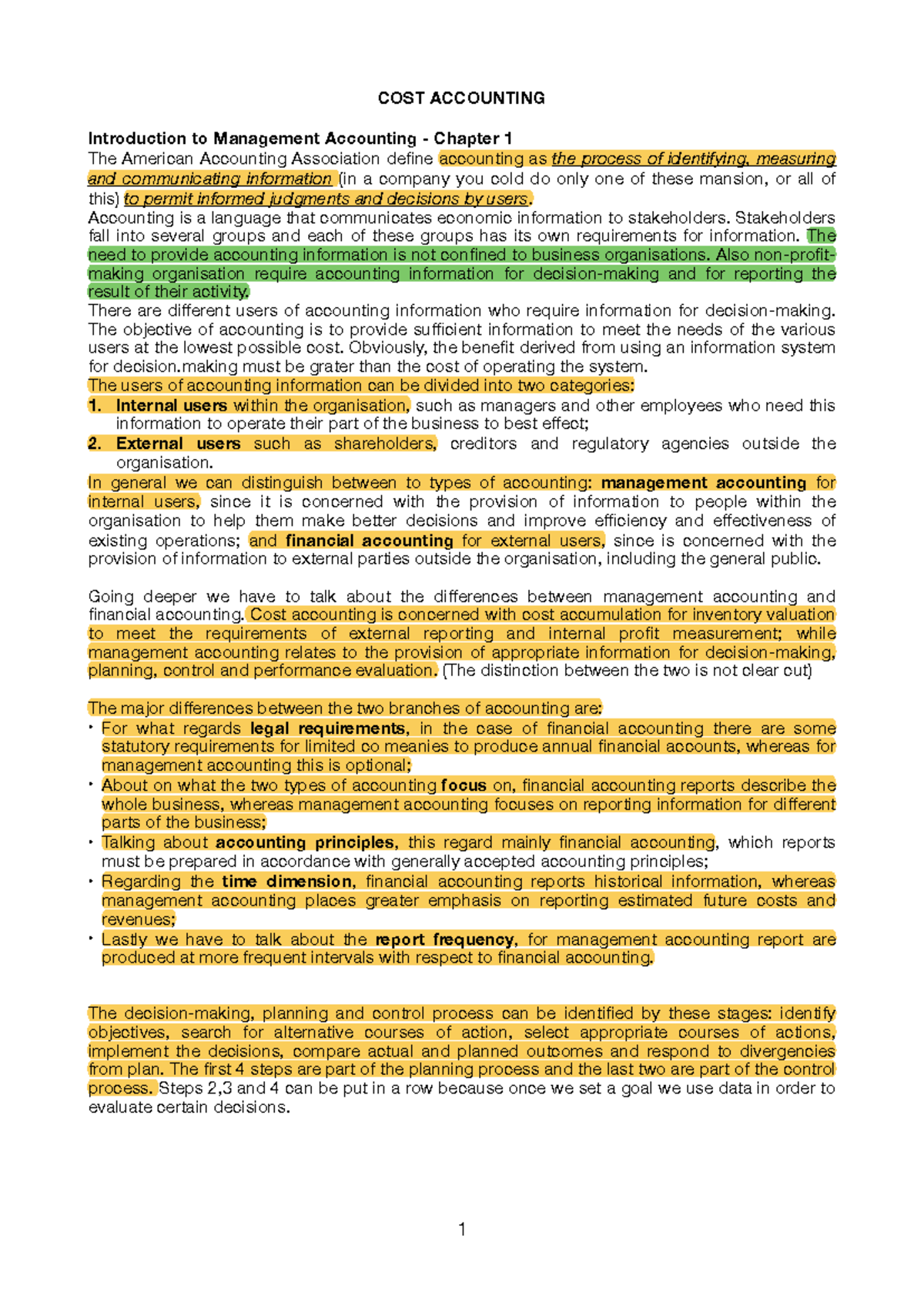 Cost Accounting Final Exam Notes (ACC 101) - Studocu