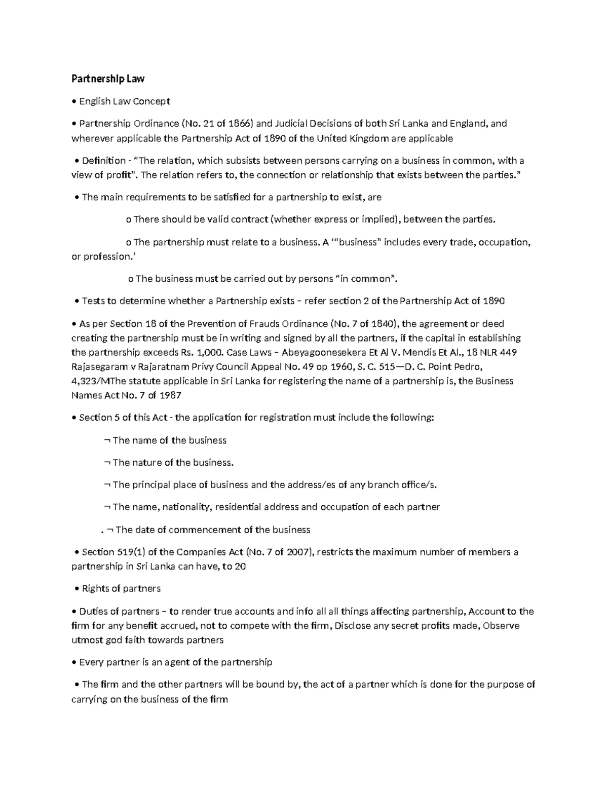 Partnership Law Overview (LA1): Key Concepts and Case Studies - Studocu