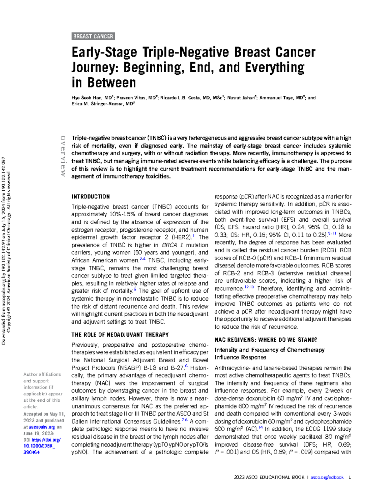 Han et al 2023 early stage triple negative breast cancer journey ...