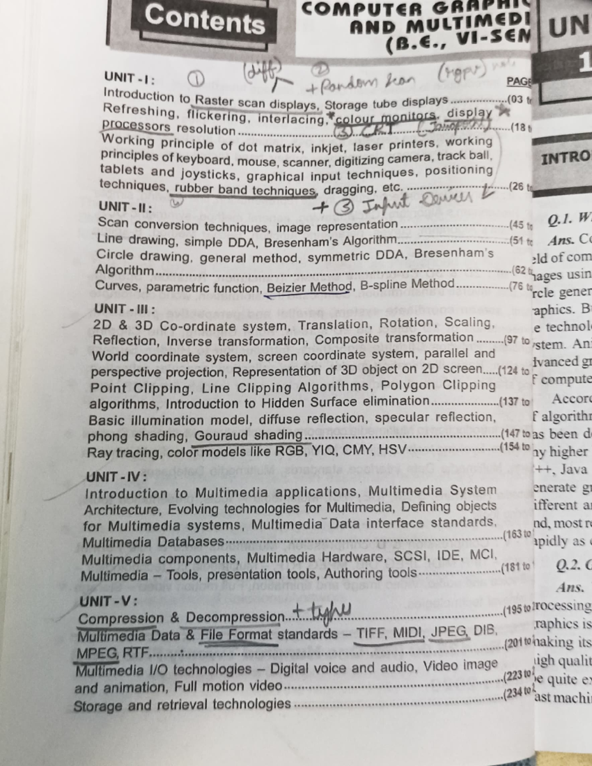Computer Graphics and Multimedia (B.E., Unit 1-5): Key Concepts and ...