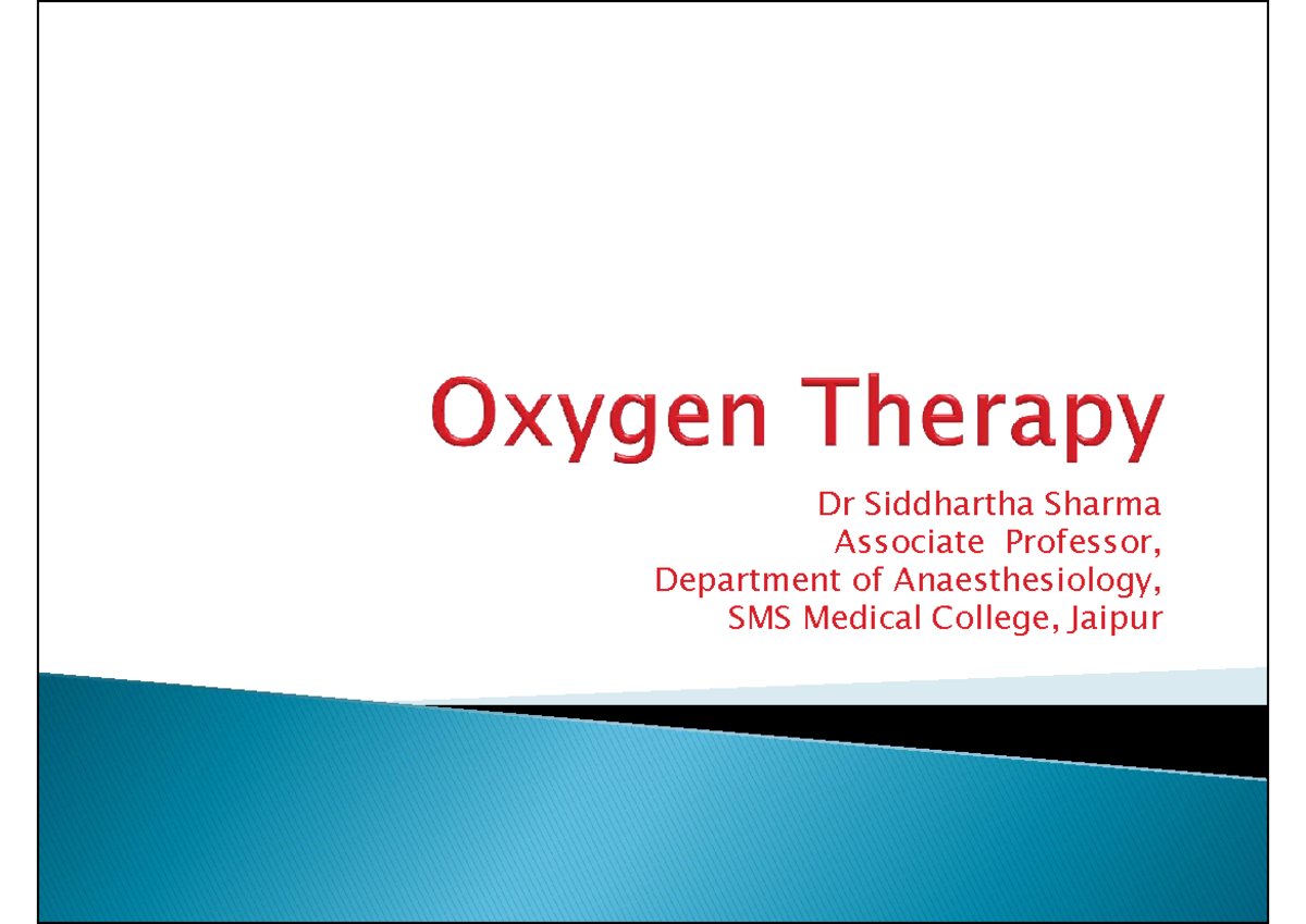Oxygen Therapy - Understanding Hypoxia and Treatment Methods - Studocu