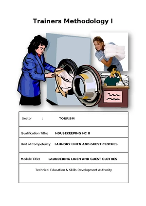 Trainers Methodology I: Housekeeping NC II - Laundry & Guest Care Guide ...