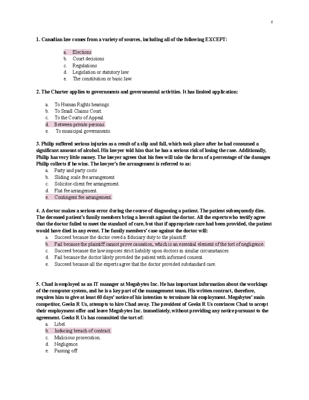 Law 101 - Midterm Review: Key Concepts in Canadian Law - Studocu