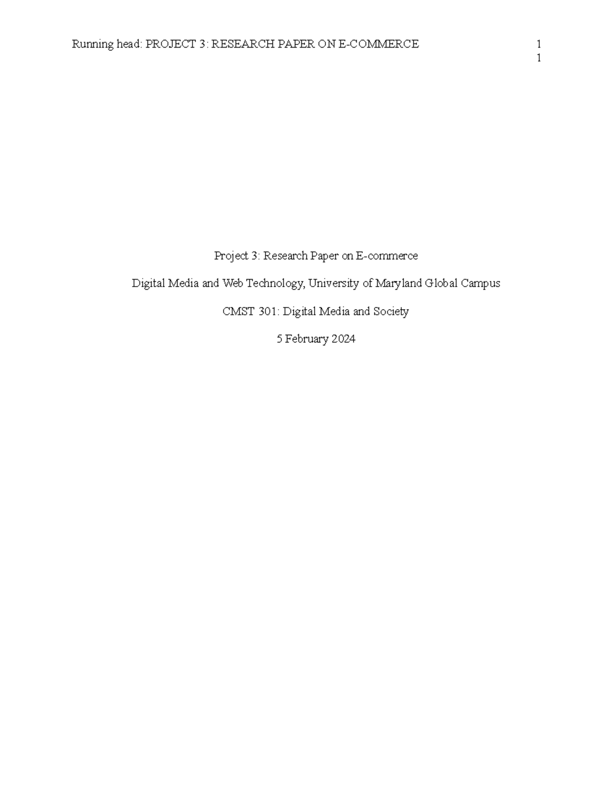 CMST 301 Project 3: E-commerce Research Paper Analysis - Studocu