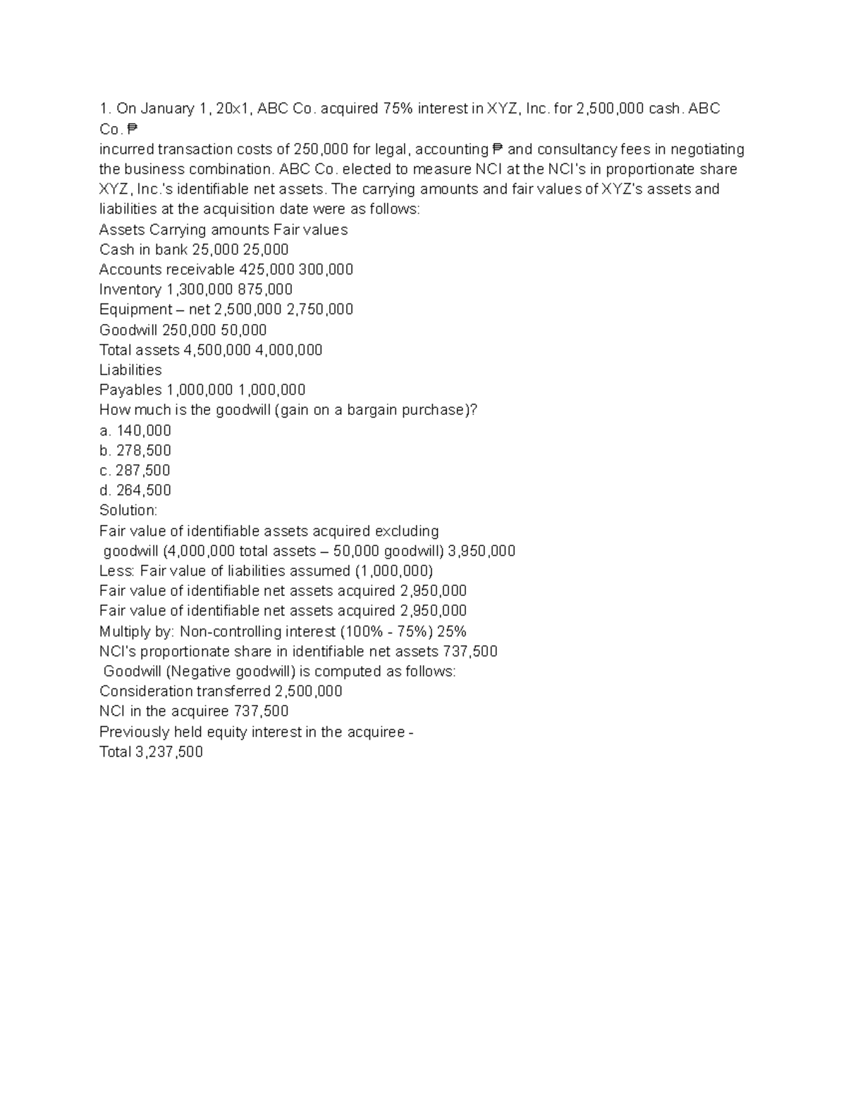 BC - Lecture on Goodwill Calculation in Business Combinations - Studocu