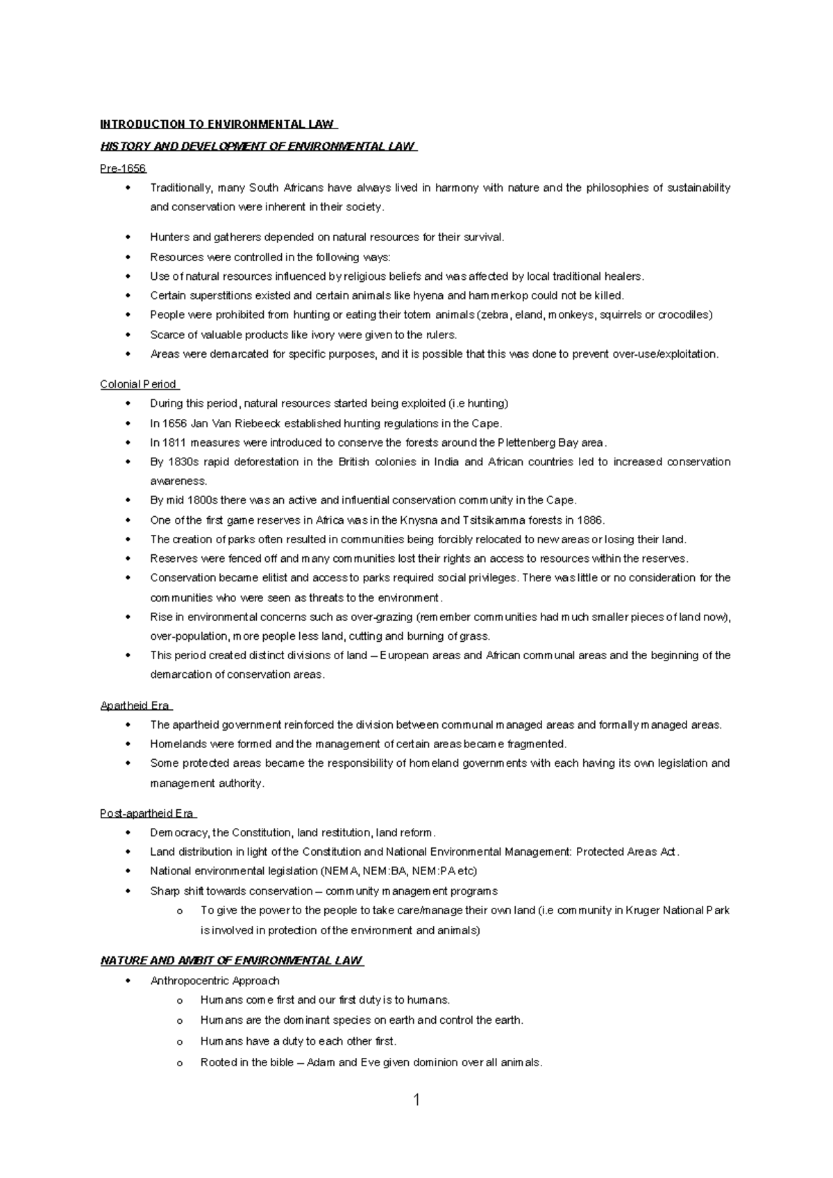 ENV 101 Final Exam Notes: Introduction to Environmental Law Concepts ...