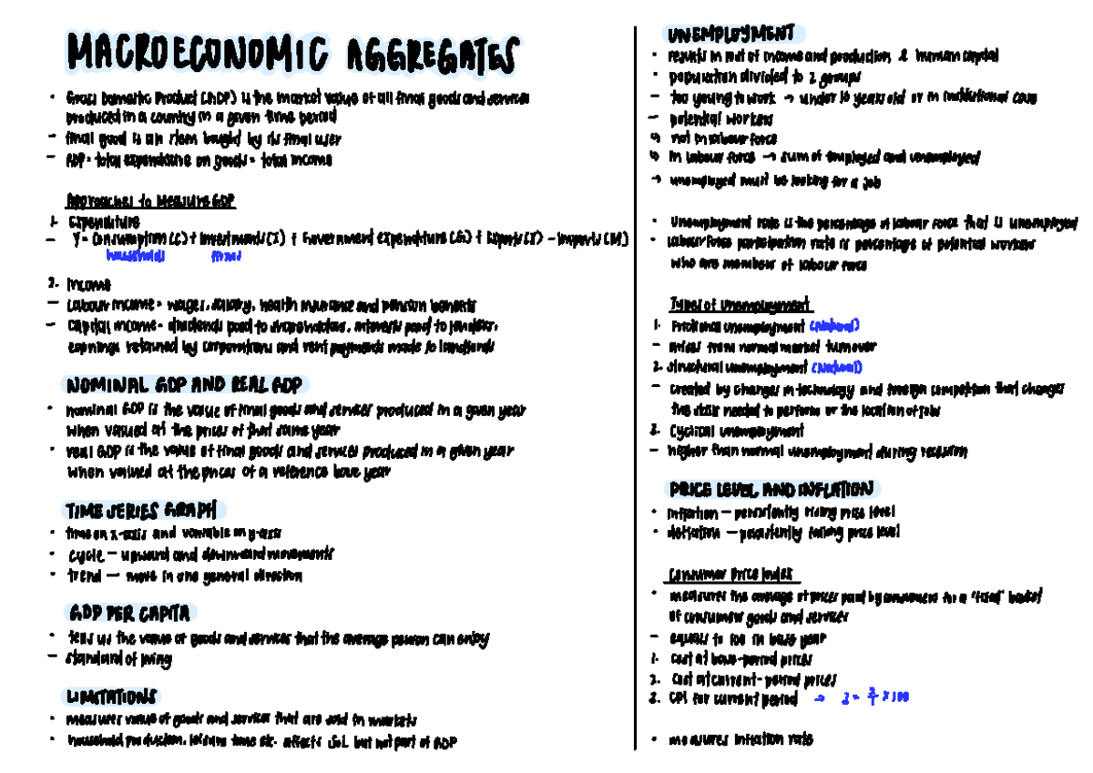 Econ 101: Week 3 Summary on Unemployment & GDP Analysis - Studocu