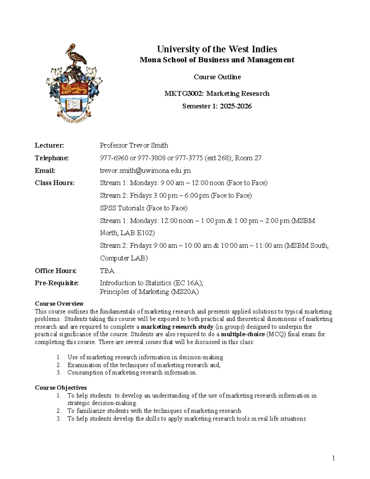 MKTG3002: Marketing Research Course Outline 2025-2026 - Studocu