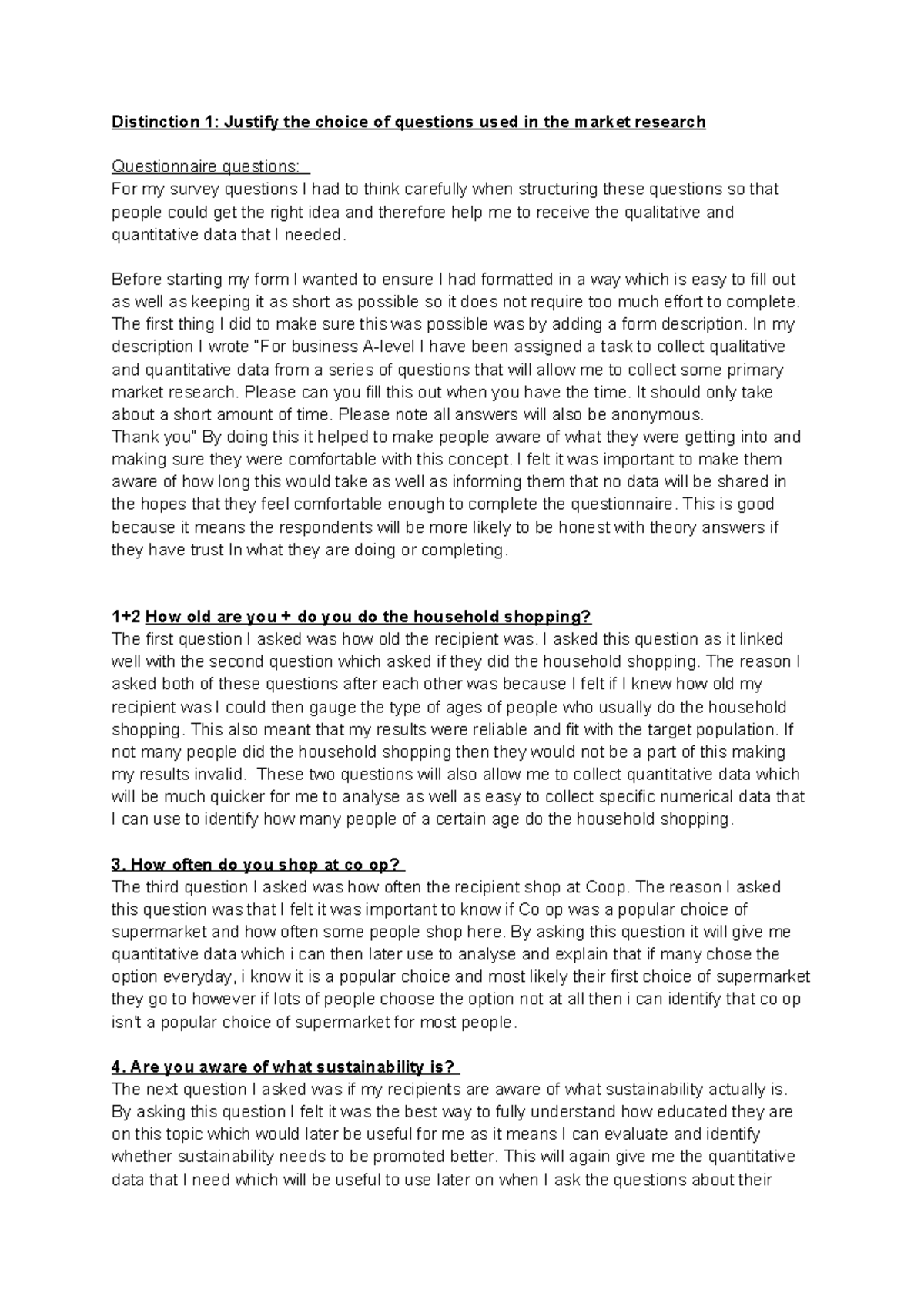 Distinction 1: Justifying Questionnaire Design for Market Research ...