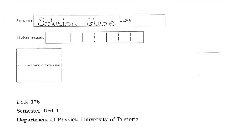 FSK 176: Semester Test 1 Solution Guide - 2025 Memo - Studocu
