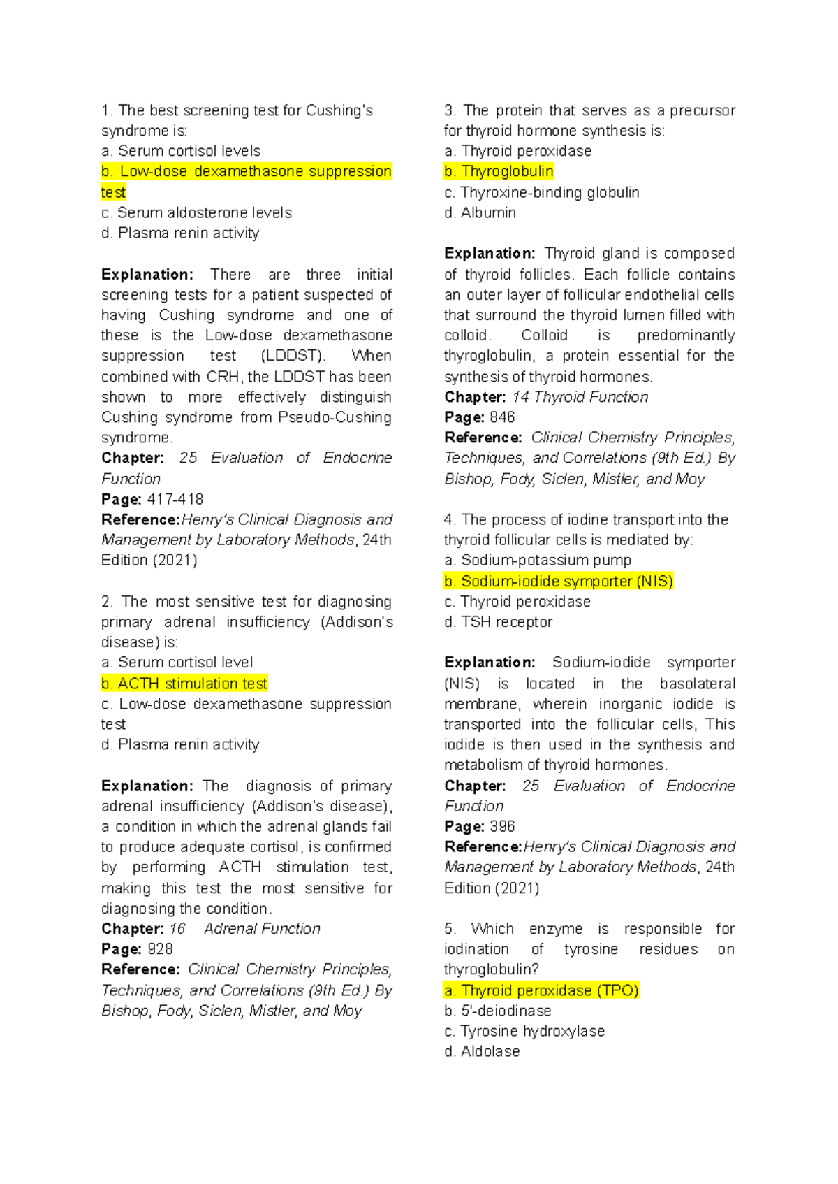 CC 25 Evaluation of Endocrine Function: Key Screening Tests and ...