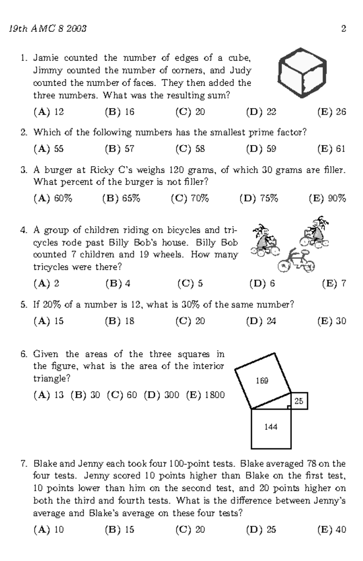 2003 AMC 8 Practice Problems and Solutions - Studocu
